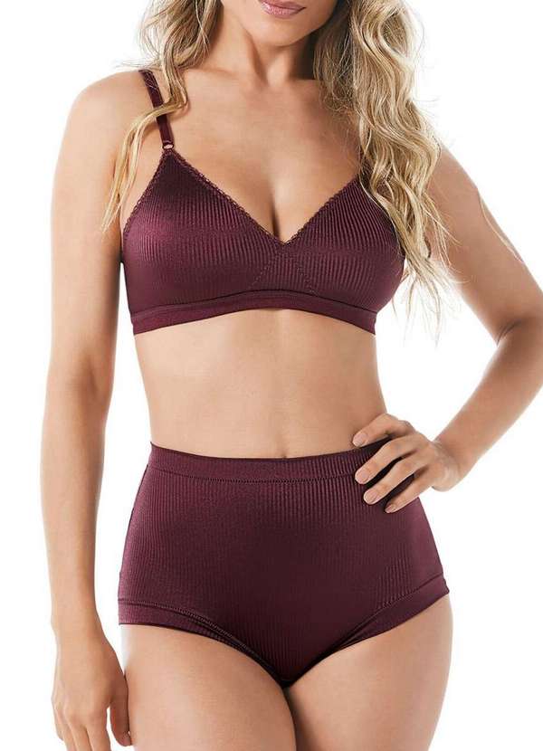 Demillus - Kit com 10 Calcinhas Alta Bourbon Demillus 26406 Branco-Vinho 6