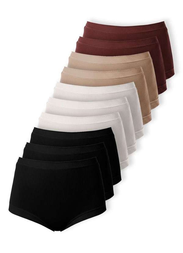 Demillus - Kit com 10 Calcinhas Alta Bourbon Demillus 26406 Preto-Branco-Bege-Vinho