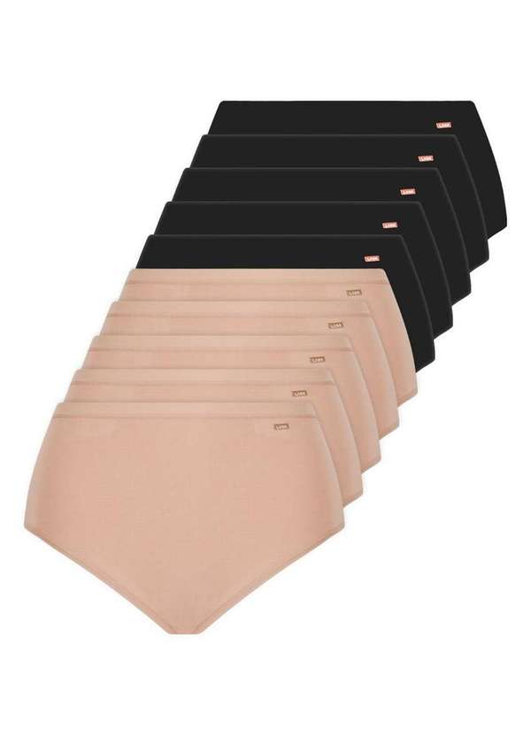 Lupo - Kit com 10 Calcinhas Alta Loba 40351-001 Natural-Preto