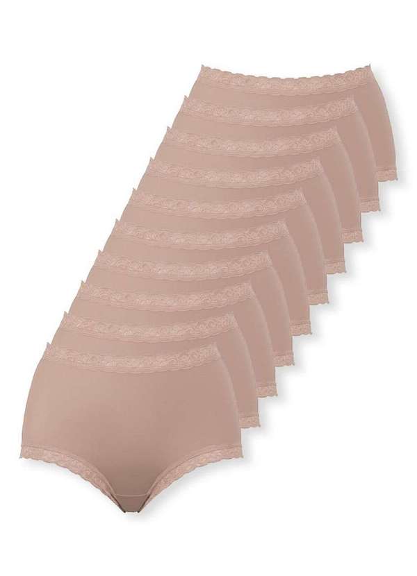 Demillus - Kit com 10 Calcinhas Alta Safira Demillus 57330 Bege