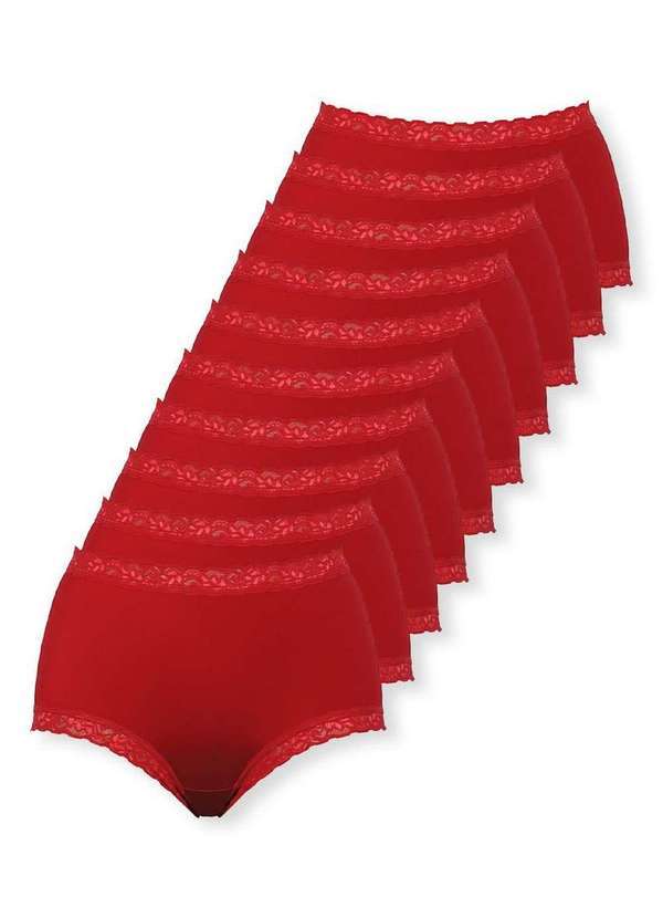 Demillus - Kit com 10 Calcinhas Alta Safira Demillus 57330 Carmim