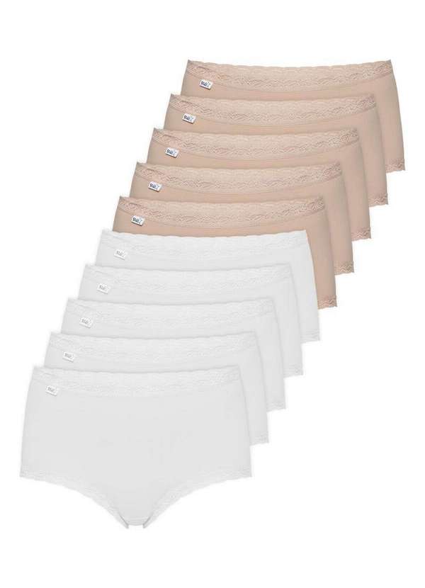 Triumph - Kit com 10 Calcinhas Alta Star Max Triumph 24649 Branco-Mink