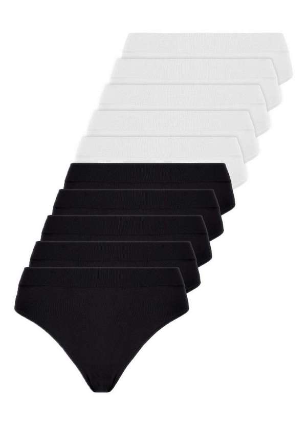 Lupo - Kit com 10 Calcinhas Básica Biquíni Loba 40300-001 Preto-Branco