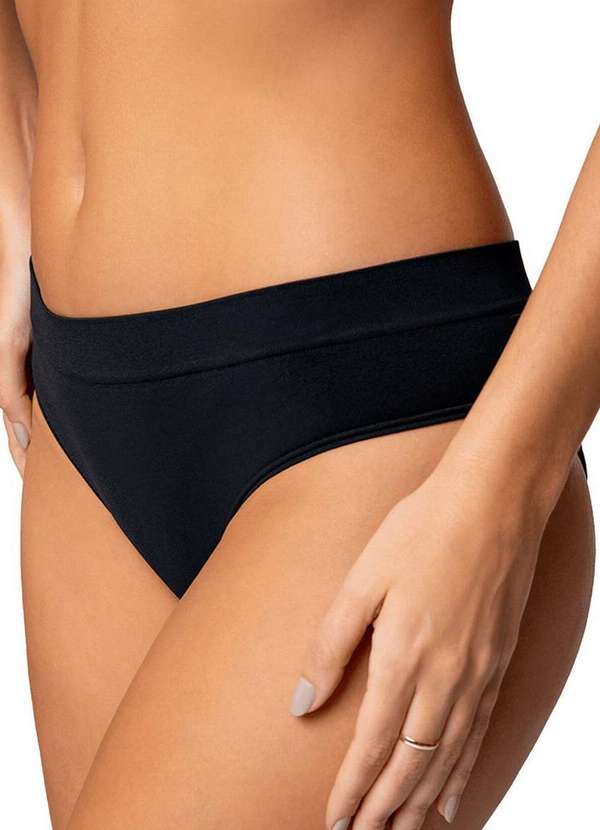 Lupo - Kit com 10 Calcinhas Básica Biquíni Loba 40300-001 Preto-Natural 2