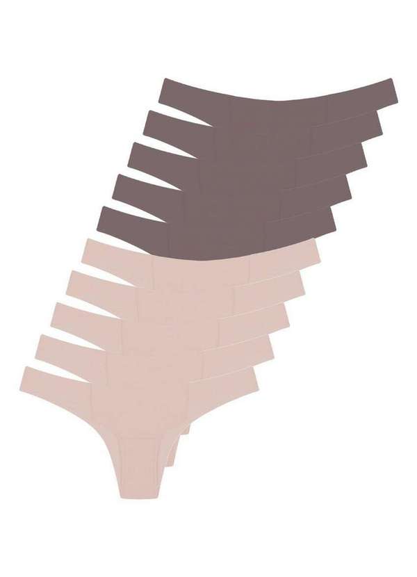 Bonjour - Kit com 10 Calcinhas Biquíni Bonjour K0860 Bege-Ballet-Marrom-Avelã
