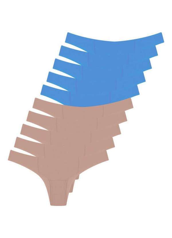 Bonjour - Kit com 10 Calcinhas Biquíni Bonjour K0860 Bege-Camurca-Azul-Ivy