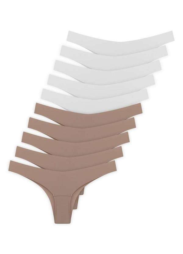 Bonjour - Kit com 10 Calcinhas Biquíni Bonjour Kt35870 Camurça-Branco