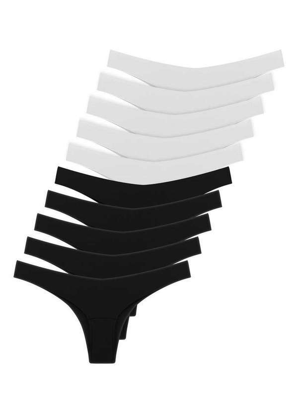 Bonjour - Kit com 10 Calcinhas Biquíni Bonjour Kt35870 Preto-Branco