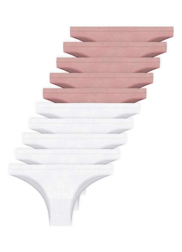 Hope - Kit com 10 Calcinhas Biquíni Hope S35220 Branco-Cinza-Luar