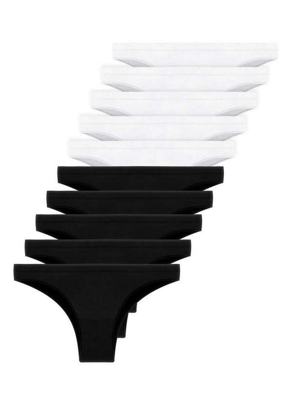 Hope - Kit com 10 Calcinhas Biquíni Hope S35220 Preto-Branco