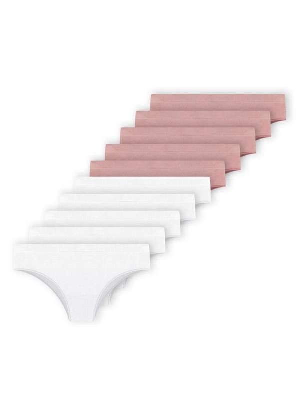 Hope - Kit com 10 Calcinhas Biquíni Hope S38020 Branco-Cinza-Luar