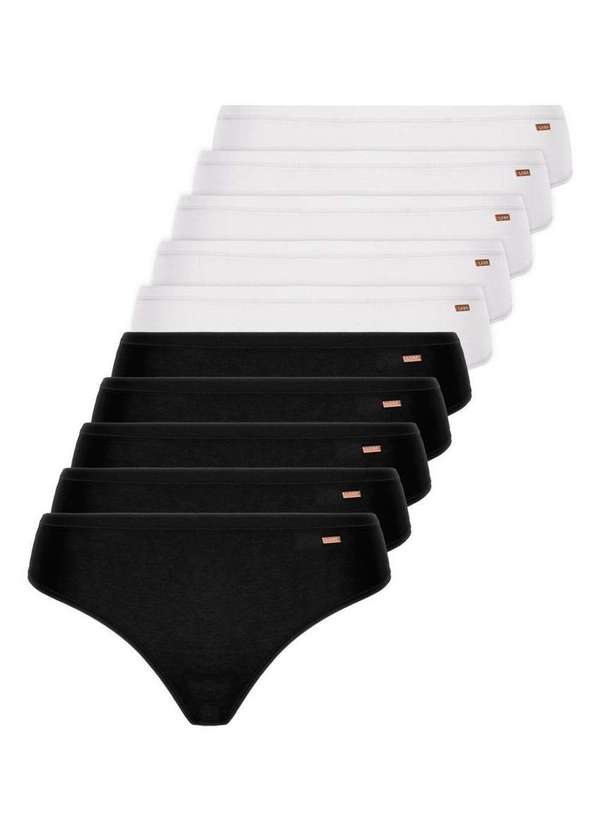 Lupo - Kit com 10 Calcinhas Biquíni Loba 40353-001 Preto-Branco