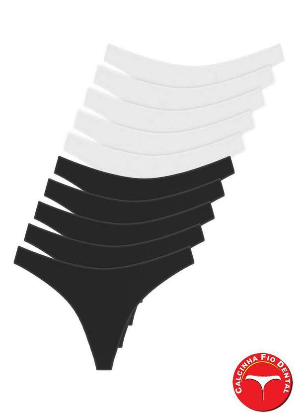 Hope - Kit com 10 Calcinhas Fio Dental Hope 37840 Preto-Branco