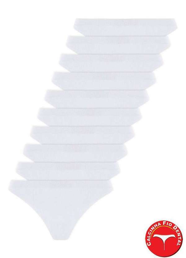 Lupo - Kit com 10 Calcinhas Fio Dental Loba 40600-001 Branco