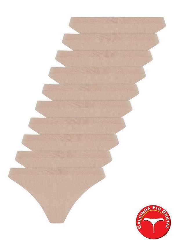 Lupo - Kit com 10 Calcinhas Fio Dental Loba 40600-001 Natural