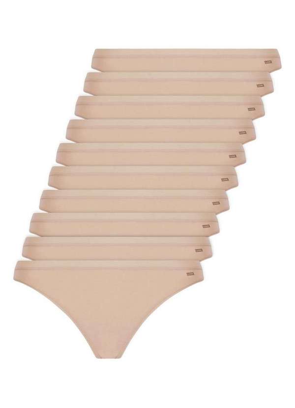 Lupo - Kit com 10 Calcinhas Tanga Loba 40354-001 Natural