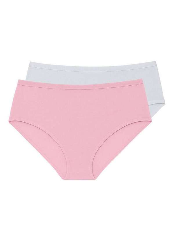 Liz - Kit com 2 Calcinhas Alta Liz 50330 Blush-Branco