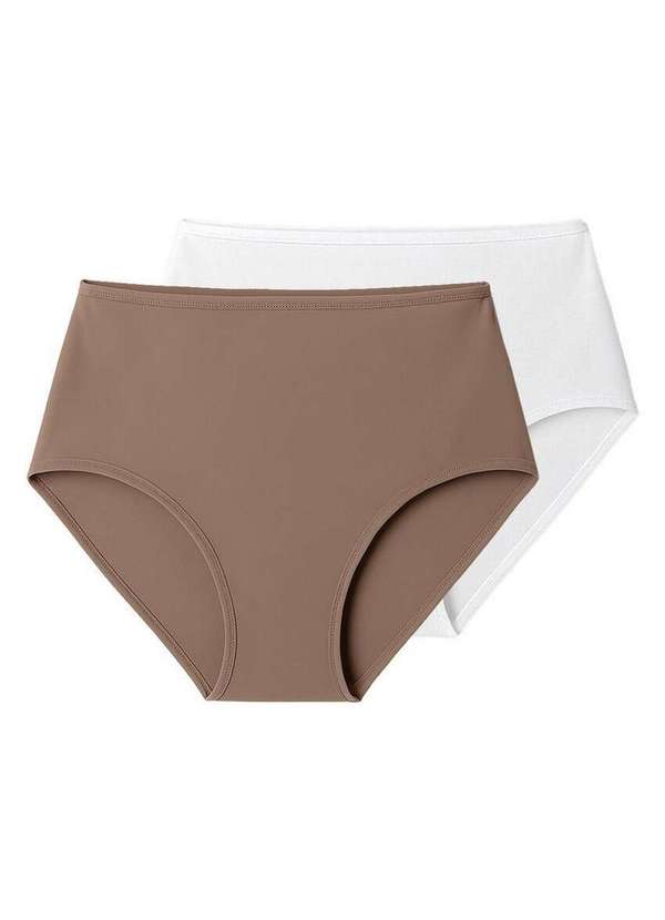 Liz - Kit com 2 Calcinhas Alta Liz 50370 Sepia-Branco