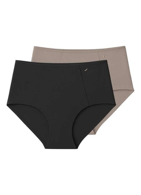 Liz - Kit com 2 Calcinhas Alta Liz 50395 Preto-Sepia