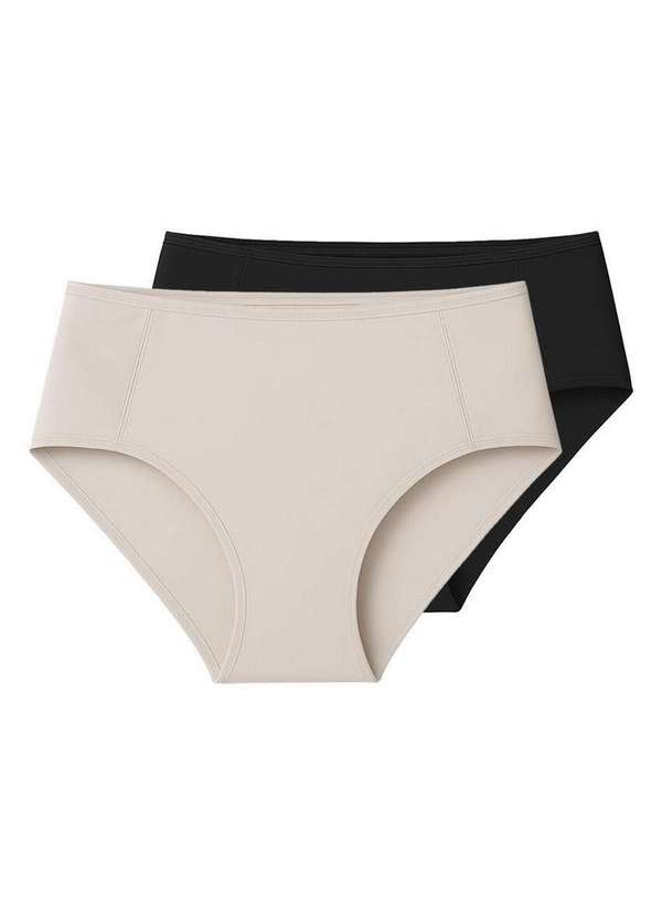 Liz - Kit com 2 Calcinhas Alta Liz 50398 Sepia-Preto