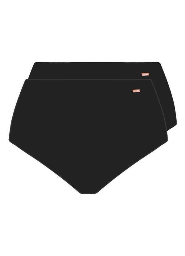 Lupo - Kit com 2 Calcinhas Alta Loba 40351-001 Plus Size Preto