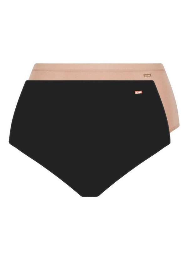 Lupo - Kit com 2 Calcinhas Alta Loba 40351-001 Preto-Natural