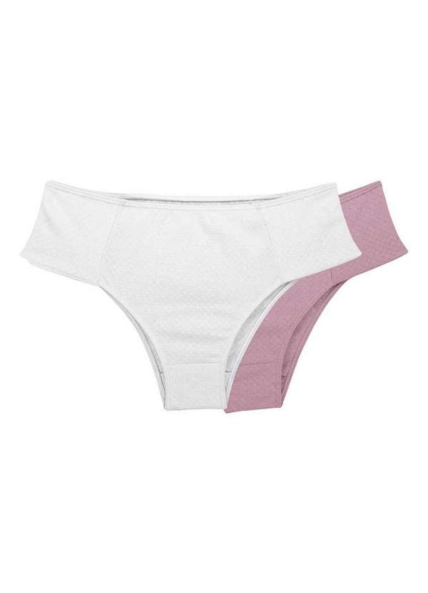 Love Secret - Kit com 2 Calcinhas Alta Love Secret 819302 541-Branco-Rosa-Retro
