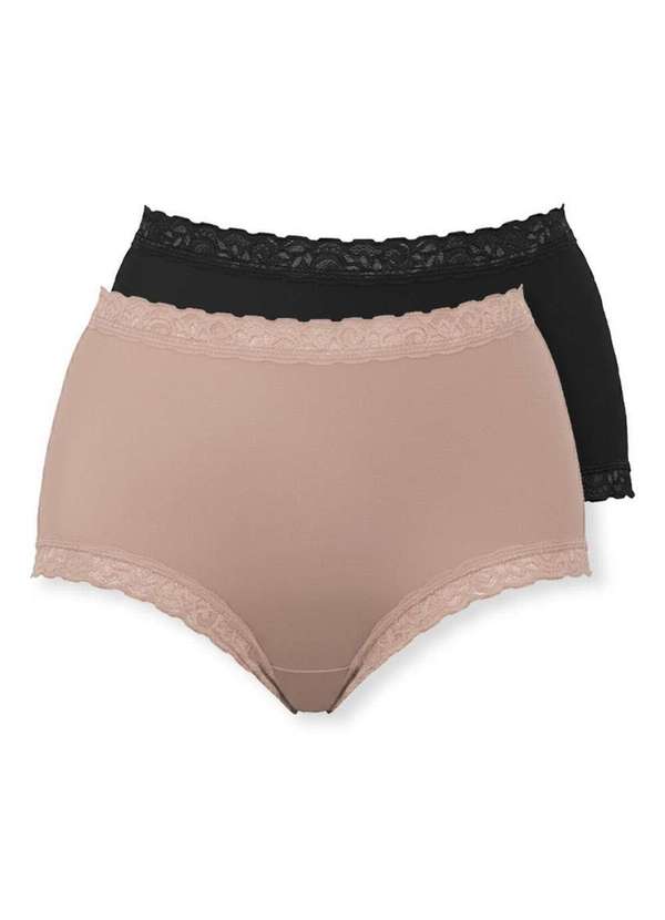 Demillus - Kit com 2 Calcinhas Alta Safira Demillus 57330 Bege-Preto