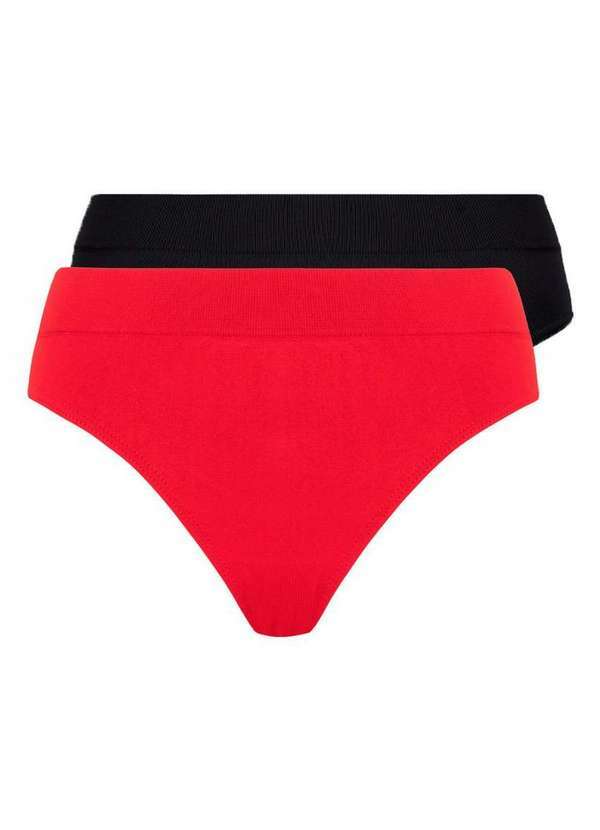 Lupo - Kit com 2 Calcinhas Básica Biquíni Loba 40300-001 Vermelho-Preto