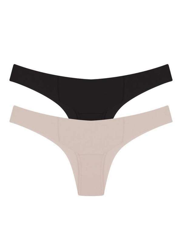 Bonjour - Kit com 2 Calcinhas Biquíni Bonjour K 0860 Bgr-Bege-Ballet-Preto