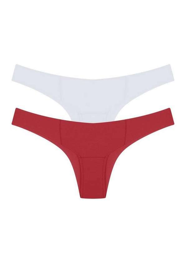 Bonjour - Kit com 2 Calcinhas Biquíni Bonjour K 0860 Bvg-Branco-Vermelho