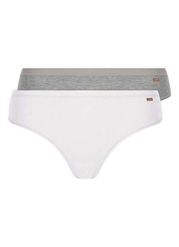 Lupo - Kit com 2 Calcinhas Biquíni Loba 40353-001 Plus Size Branco-Cinza-Mescla