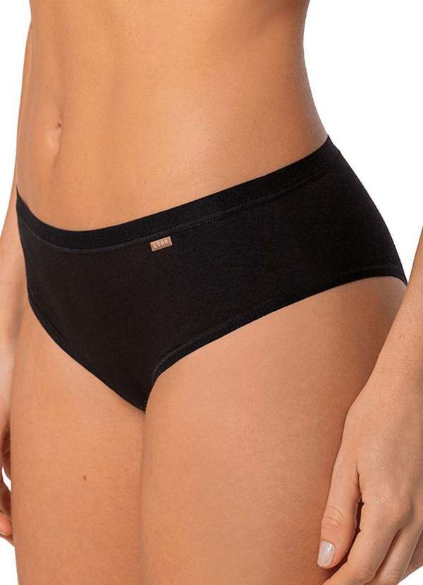 Lupo - Kit com 2 Calcinhas Biquíni Loba 40353-001 Plus Size Preto-Natural 2