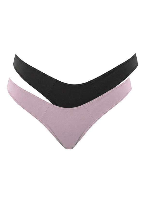 Love Secret - Kit com 2 Calcinhas Biquíni Love Secret 899304 560-Rosa-Retrô-Preto