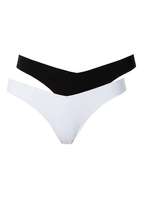 Trifil - Kit com 2 Calcinhas Biquíni Trifil 5460 0033-Branco-Preto 5