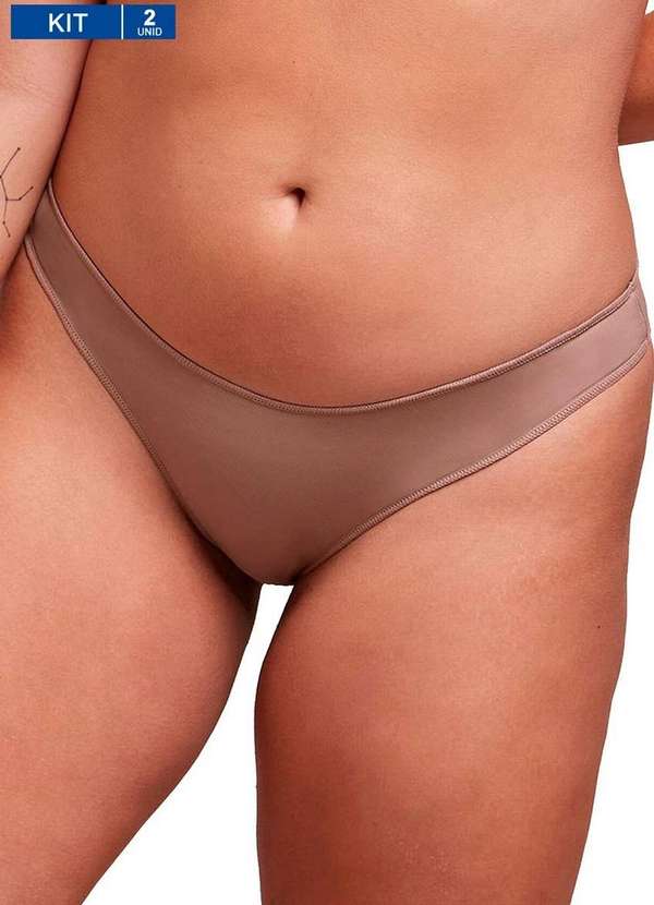 Bonjour - Kit com 2 Calcinhas Bonjour Kt3484 Brh-Bege-Camurça-Roxo-Haze 2