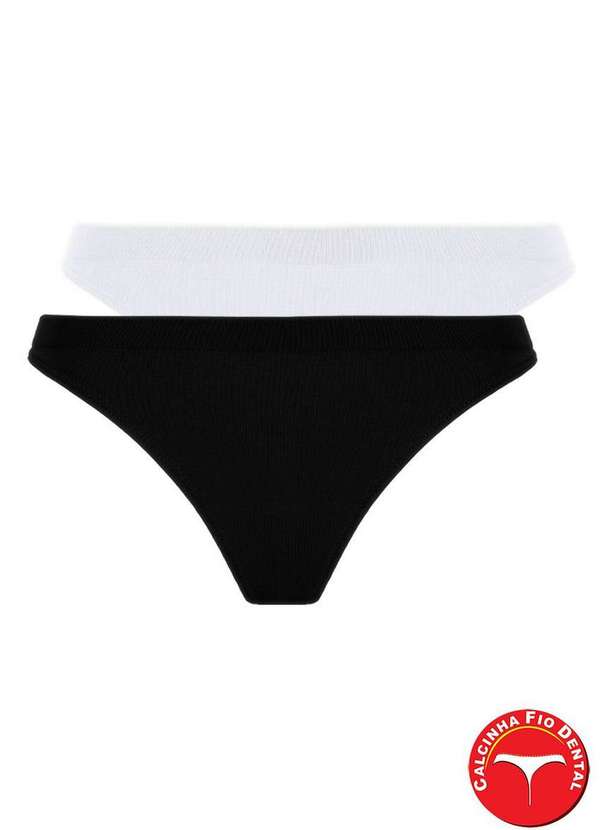 Lupo - Kit com 2 Calcinhas Fio Dental Loba 40600-001 Preto-Branco