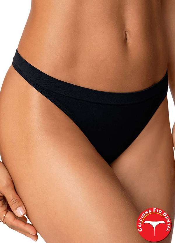 Lupo - Kit com 2 Calcinhas Fio Dental Loba 40600-001 Preto-Branco 3