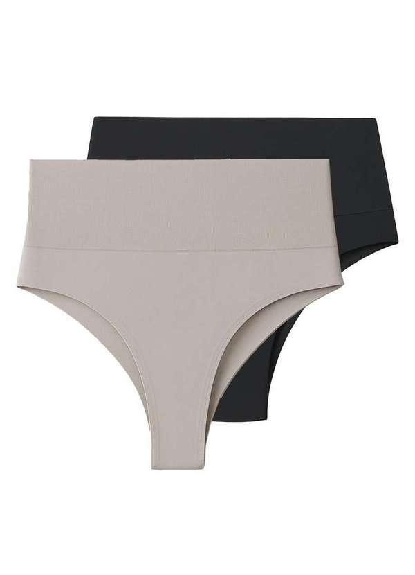 Liz - Kit com 2 Calcinhas Modeladora Fio Dental Liz 70381 Sepia-Preto