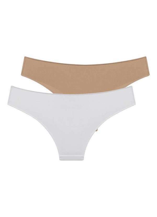 Bonjour - Kit com 2 Calcinhas Tanga Bonjour Ft38840 Branco-Camurca 4