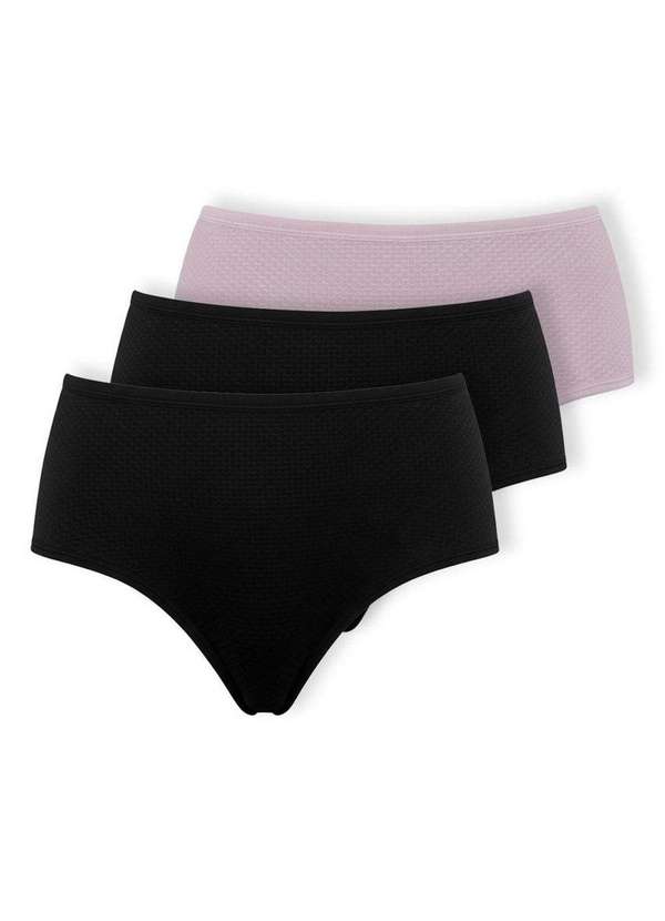 Dilady - Kit com 3 Calcinhas Alta Dilady 203203 Plus Size Preto-Rosa-Retro