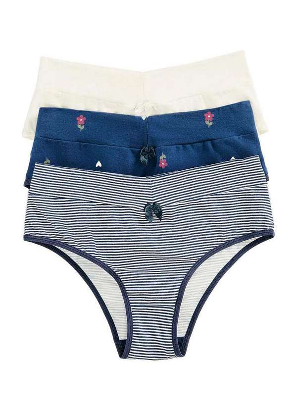 Hering - Kit com 3 Calcinhas Alta Hering 77e8 6k-Azul-Escuro