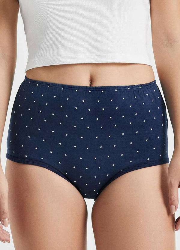 Hering - Kit com 3 Calcinhas Alta Hering 77ea 6m-Off-White-Azul-Marinho 4