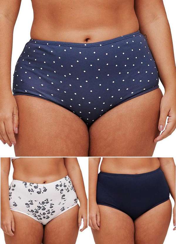 Hering - Kit com 3 Calcinhas Alta Hering 77ea 6p-Verde-Rosa-Branco