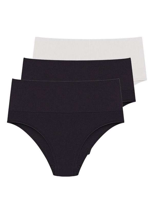 Hope - Kit com 3 Calcinhas Alta Hope 33110 Preto-Branco