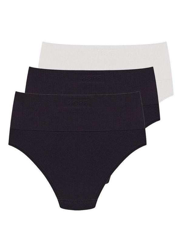 Hope - Kit com 3 Calcinhas Alta Hope 33110 Preto-Branco 6