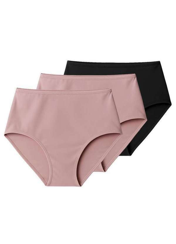 Liz - Kit com 3 Calcinhas Alta Liz 50370 Blush-Preto