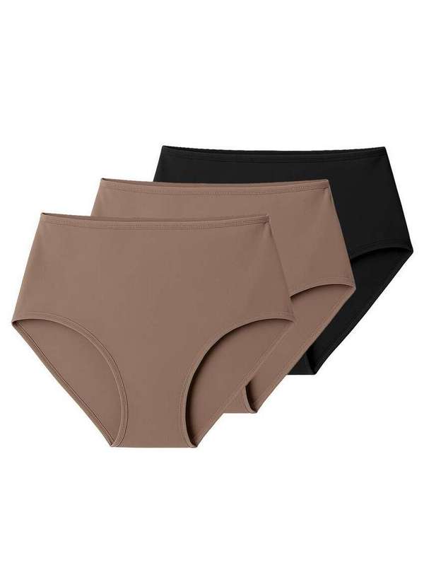 Liz - Kit com 3 Calcinhas Alta Liz 50370 Sepia-Preto