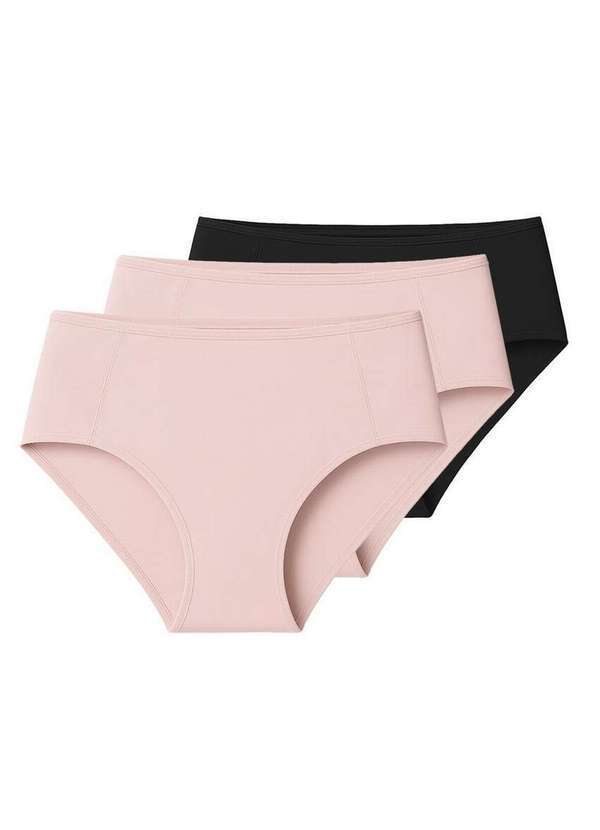 Liz - Kit com 3 Calcinhas Alta Liz 50398 Blush-Preto