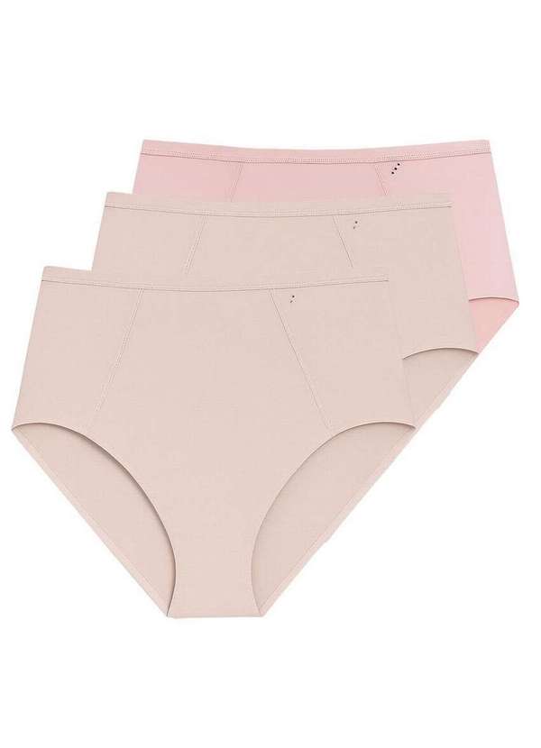 Liz - Kit com 3 Calcinhas Alta Liz 50590 Sepia-Blush